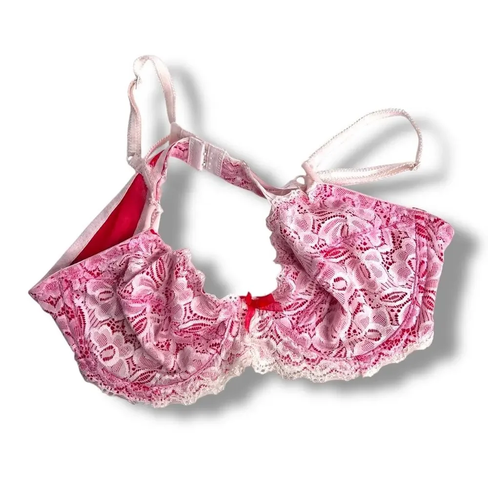Sophie B Pin Up White Lace Red Bra 38 B